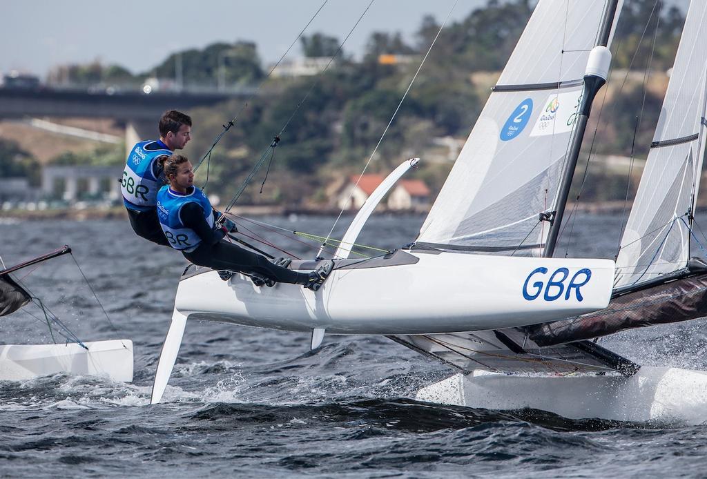Ben Saxton & Nicola Groves in the Nacra 17 on day 4 of the Rio 2016 Olympic Sailing Competition © Sailing Energy/World Sailing